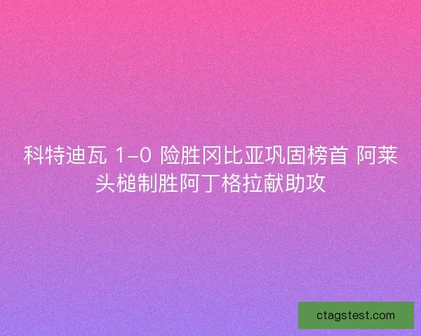 科特迪瓦 1-0 险胜冈比亚巩固榜首 阿莱头槌制胜阿丁格拉献助攻