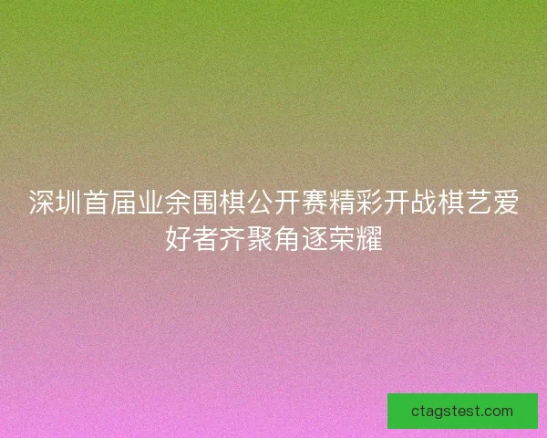 深圳首届业余围棋公开赛精彩开战棋艺爱好者齐聚角逐荣耀