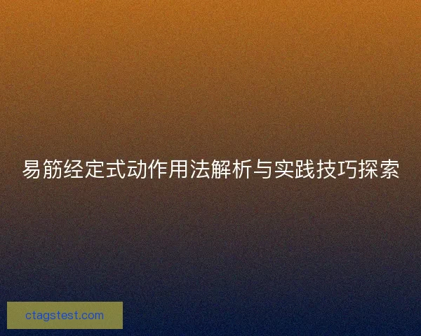 易筋经定式动作用法解析与实践技巧探索
